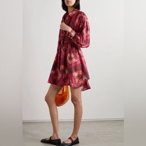 Ulla Johnson Jude Bohemian Printed Floral 100% SILK Shirtdress Rose Pink Size 4